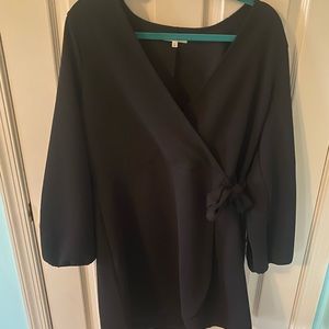 New Madewell Faux Wrap dress Black Long Sleeve XL